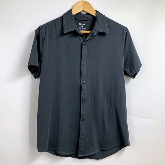 True Classics Men's Carbon Short Sleeve Button Up Knit Shirt Size M - Picture 1 of 12